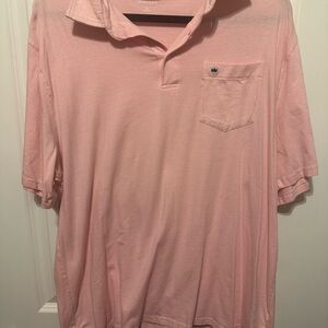 Crown & Ivy Men's Light Pink and white thin striped Polo Shirt